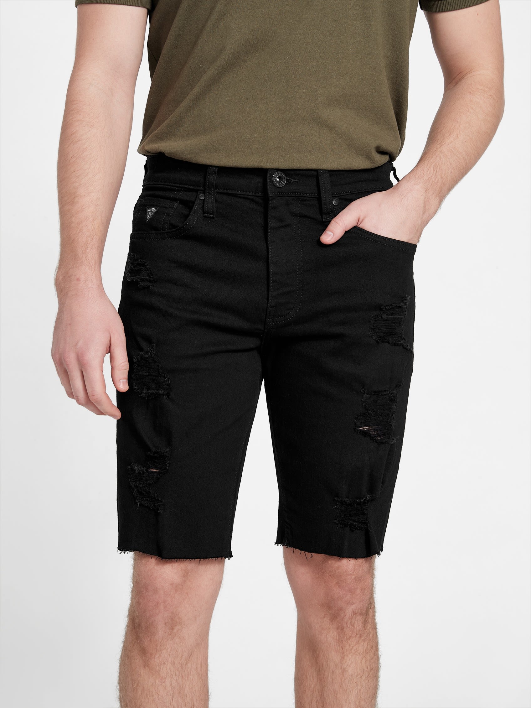 

Джинсовые шорты Clark Destroyed Guess Factory, цвет black destroy