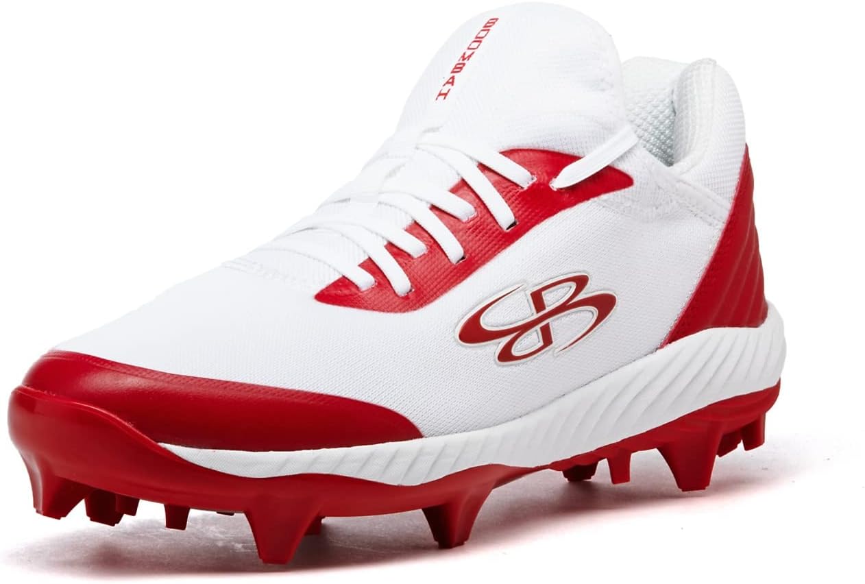 

Мужские бутсы Boombah Raptor с формованными шипами - несколько вариантов цвета - разные размеры, белый/красный