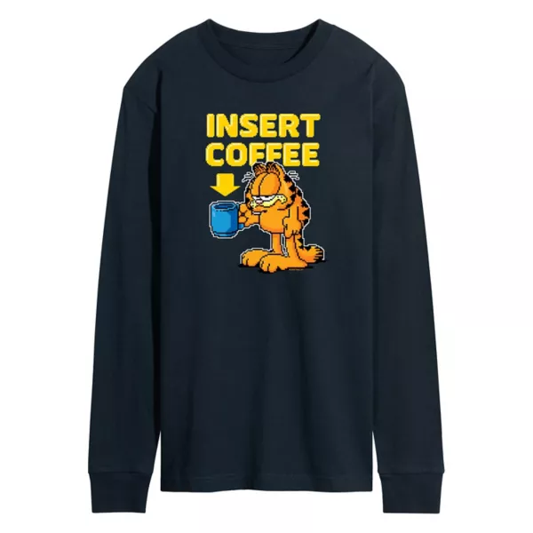 

Мужская футболка с длинным рукавом Garfield и принтом про кофе Licensed Character, синий