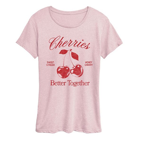 

Футболка с принтом Women's cherries better together Licensed Character, Heather Pink, Розовый, Футболка с принтом Women's cherries better together Licensed Character, Heather Pink
