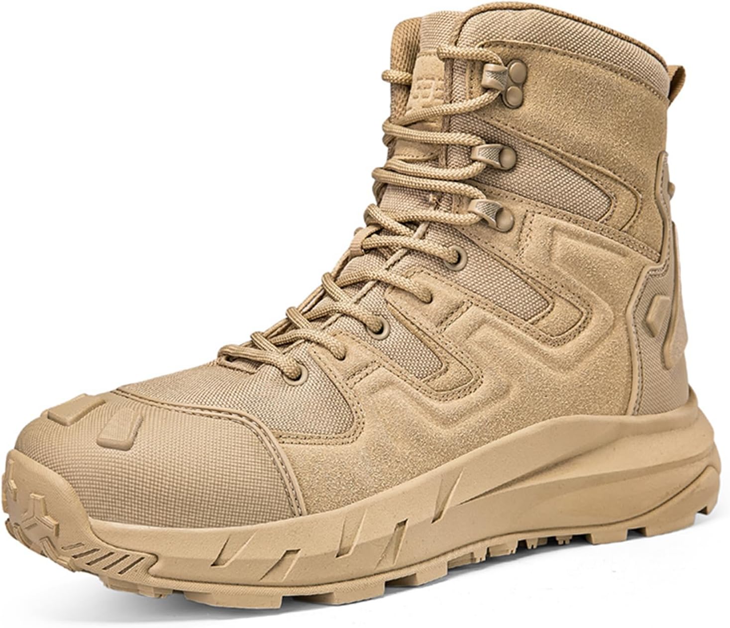 

Мужские кожаные ботинки TengfeiFly с сетчатыми вставками, шнуровкой, средней высоты, хаки