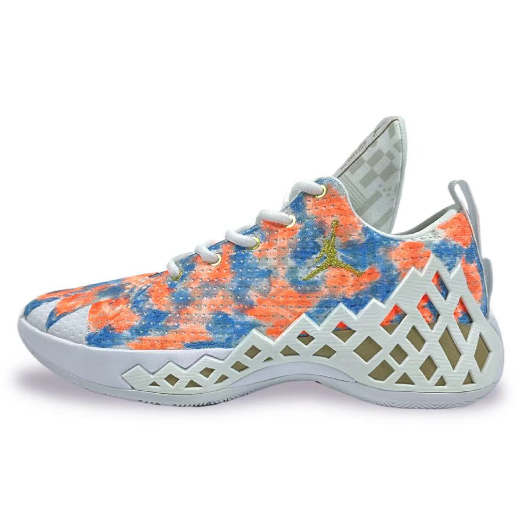 

Jordan Баскетбольные кроссовки Jumpman Diamond Feiyue Shadow с амортизацией и противоскользящим покрытием, низкие, мужские, сине-оранжевого цвета