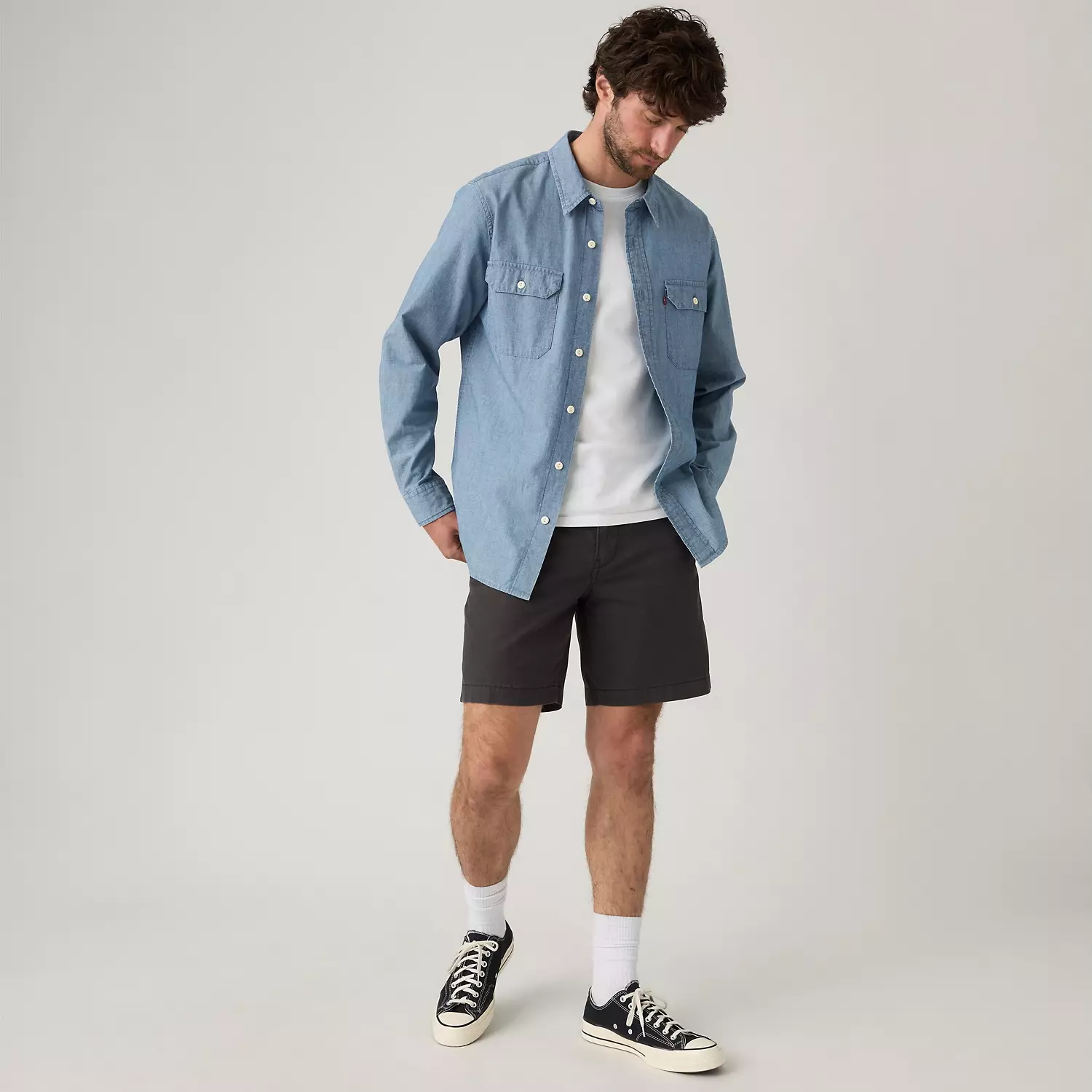 

Levi's XX Chino Authentic Свободные 8-дюймовые легкие мужские шорты из твила, цвет Dark Phantom - Black