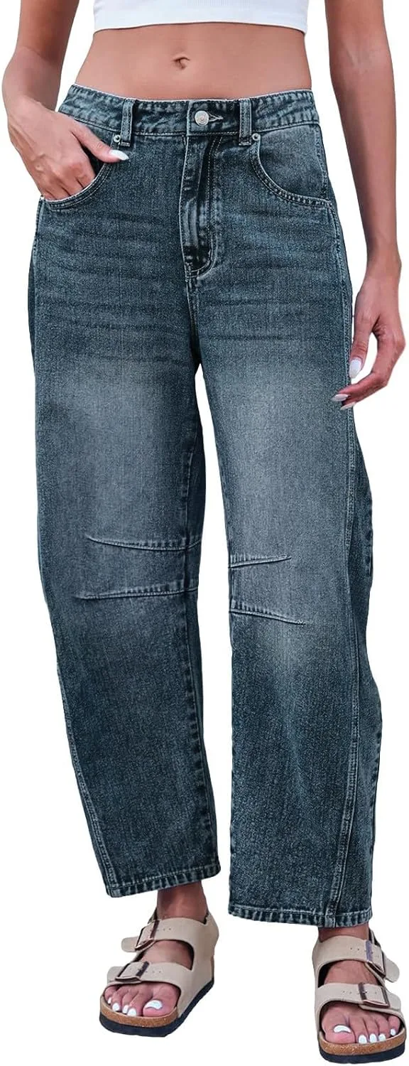 

Брюки-джинсы для женщин low waisted wide leg cropped