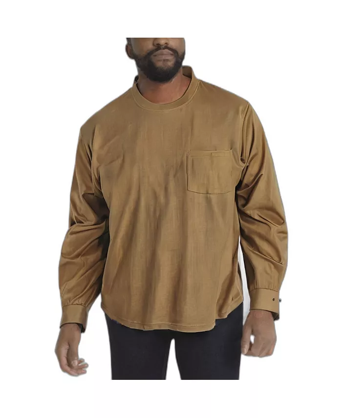 

Футболка с карманом и длинным рукавом Big & Tall by KingSize Heavyweight Crewneck Boulder Creek, коричневый/бежевый