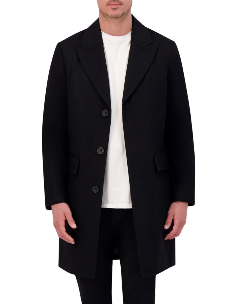 

Однотонное шерстяное верхнее пальто Kenneth Cole, черный