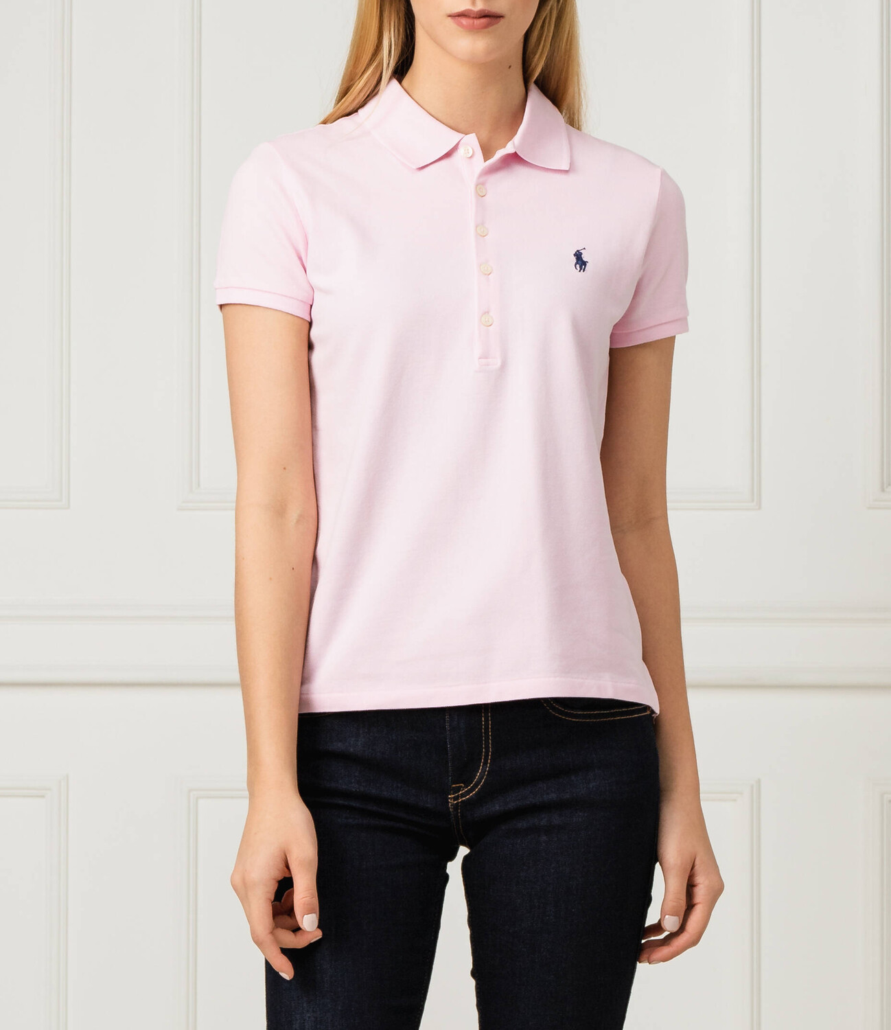 Поло Ralph Lauren Slim Fit Pique, пудрово-розовый — фото 3