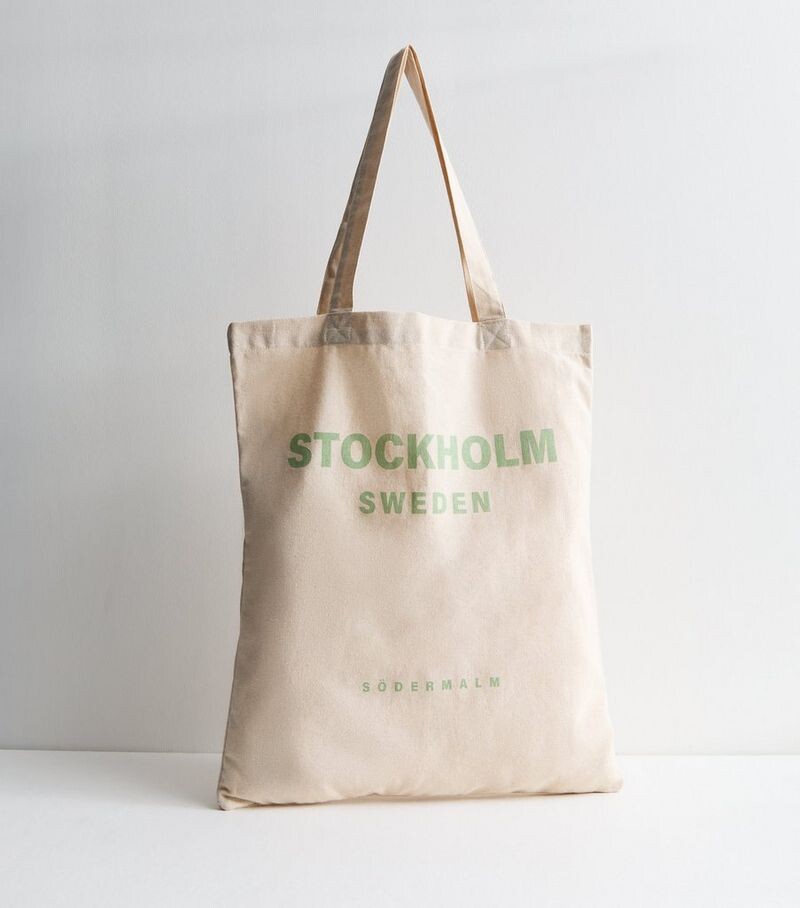 

Холщовая большая сумка Stone Stockholm New Look, светло-серый