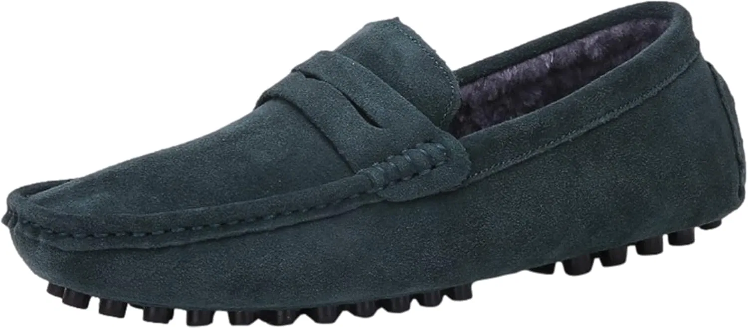 Мокасины замшевые ANUFER Penny Loafers, зеленые