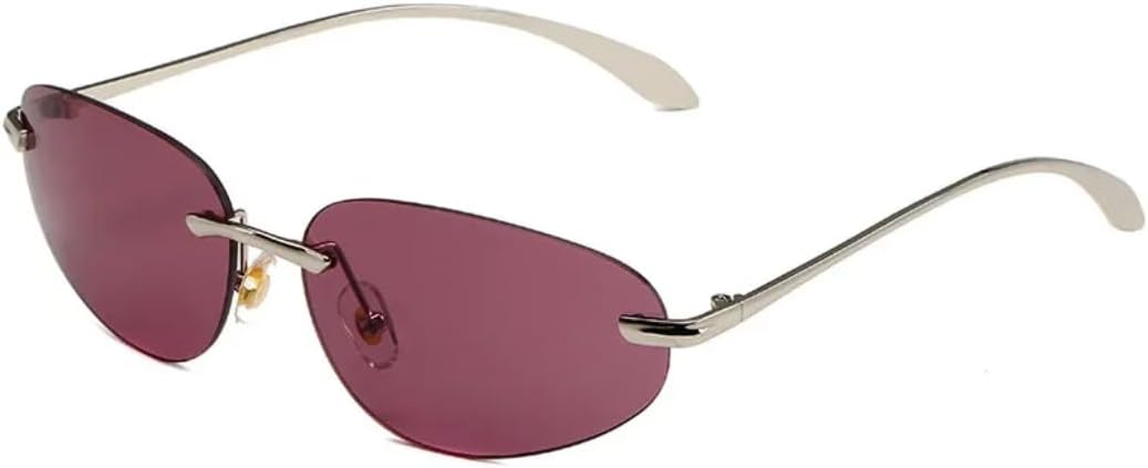 

Винтажные солнцезащитные очки без оправы с металлическими заклепками для женщин и мужчин, в стиле панк, роскошные дизайнерские популярные очки с защитой от УФ-излучения UV400 SZVVBKK, Purple