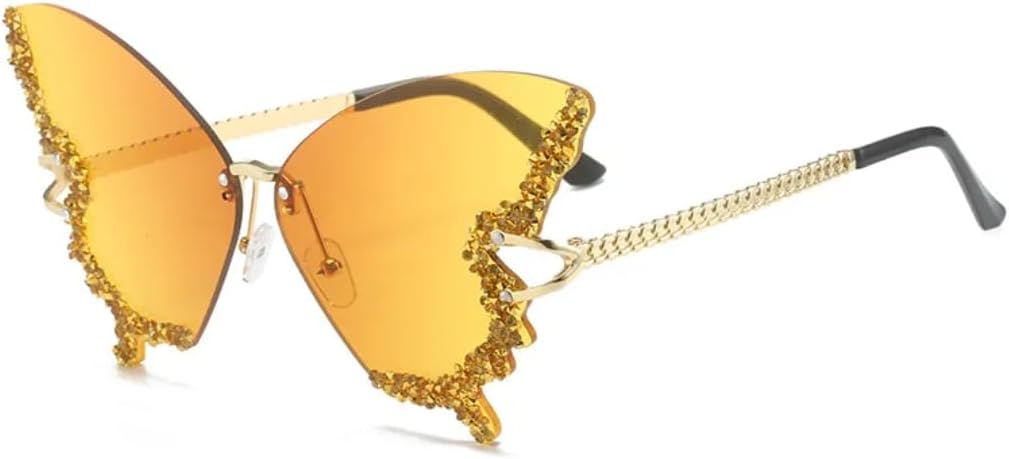 

Роскошные солнцезащитные очки для вечеринок для женщин, модель «бабочка», украшенные бриллиантами и стразами, с яркими, насыщенными оттенками, для путешествий TVTBBVV, Yellow