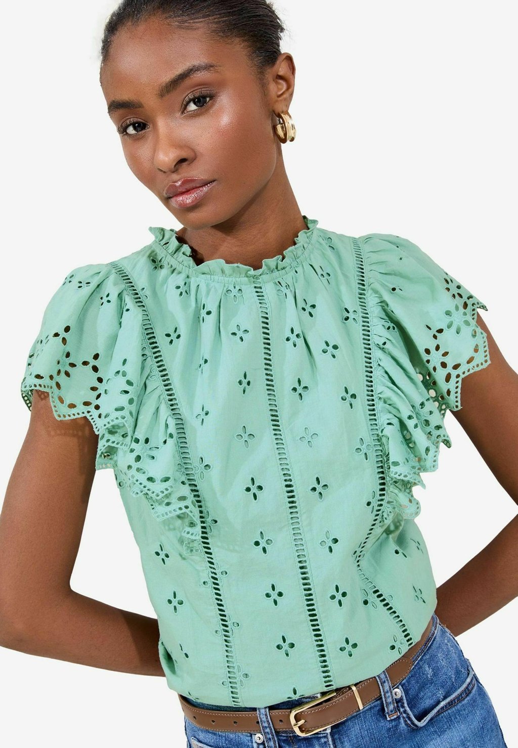 

Блуза REGULAR FIT - BRODERIE RUFFLE Lipsy, зеленый