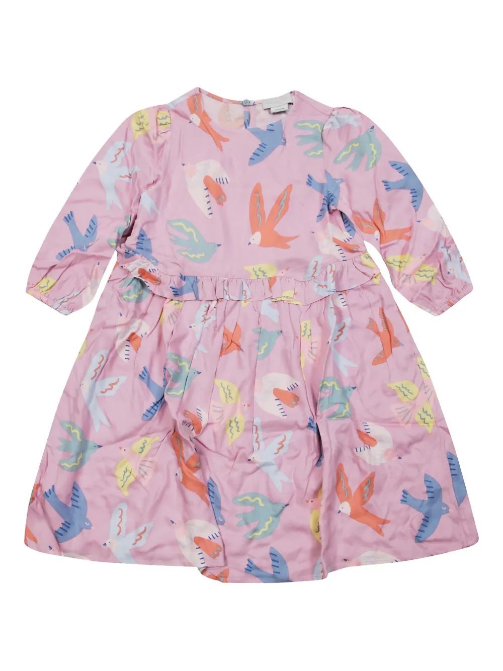 

Платье с рюшами и принтом птиц Stella Mccartney Kids, розовый