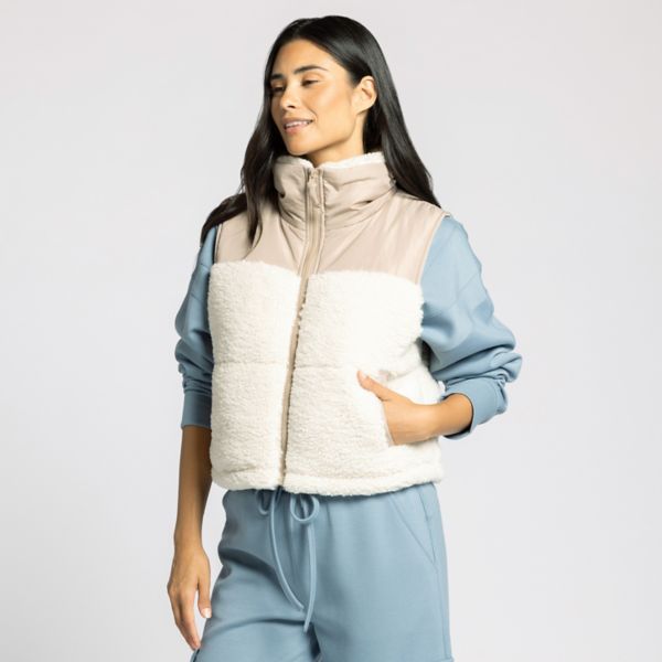 

Женский жилет с отделкой из шерпы Thread & Supply, цвет cream brown combo