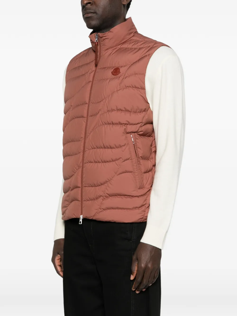 Стеганый жилет на молнии Moncler, коричневый — фото 3