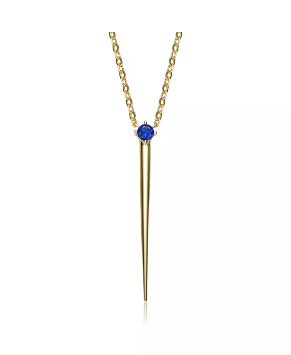 

Y-Образное ожерелье с подвеской в виде шипа из 14-каратного желтого золота с зеленым кубическим цирконием и покрытием из стерлингового серебра Genevive, blue