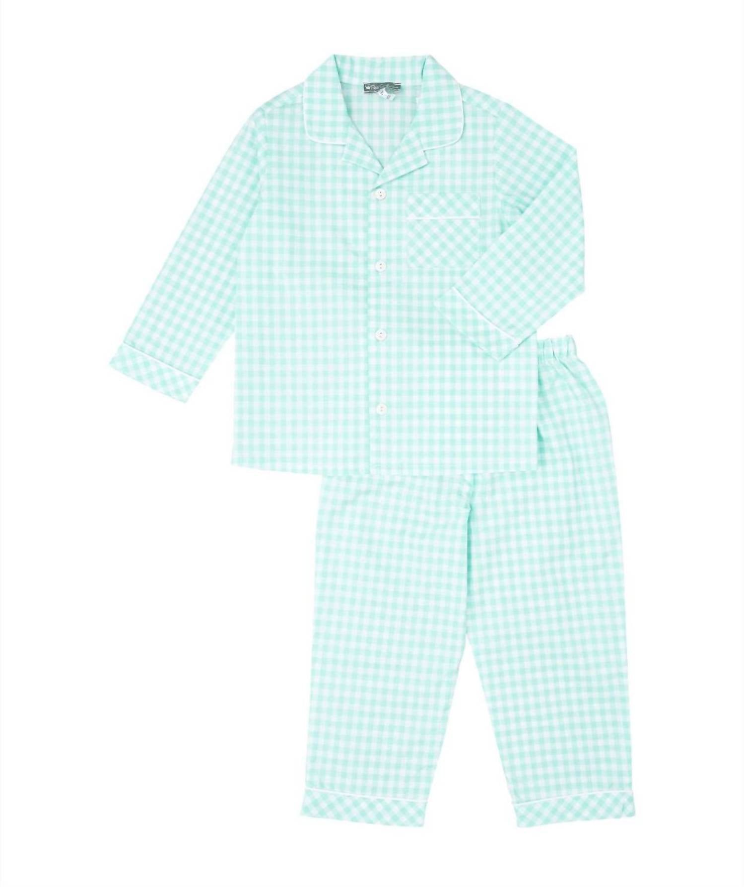 

Детская пижама в клетку цвета морской волны Petit Confection, цвет aqua