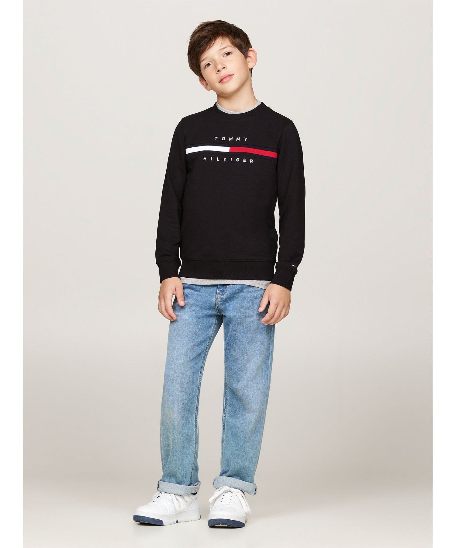 Толстовка с логотипом флага для мальчиков TOMMY HILFIGER, Black BDS — фото 3