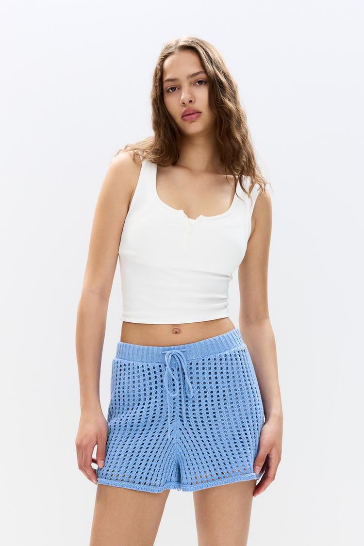 

Вязаные шорты крючком Pull And Bear, синий