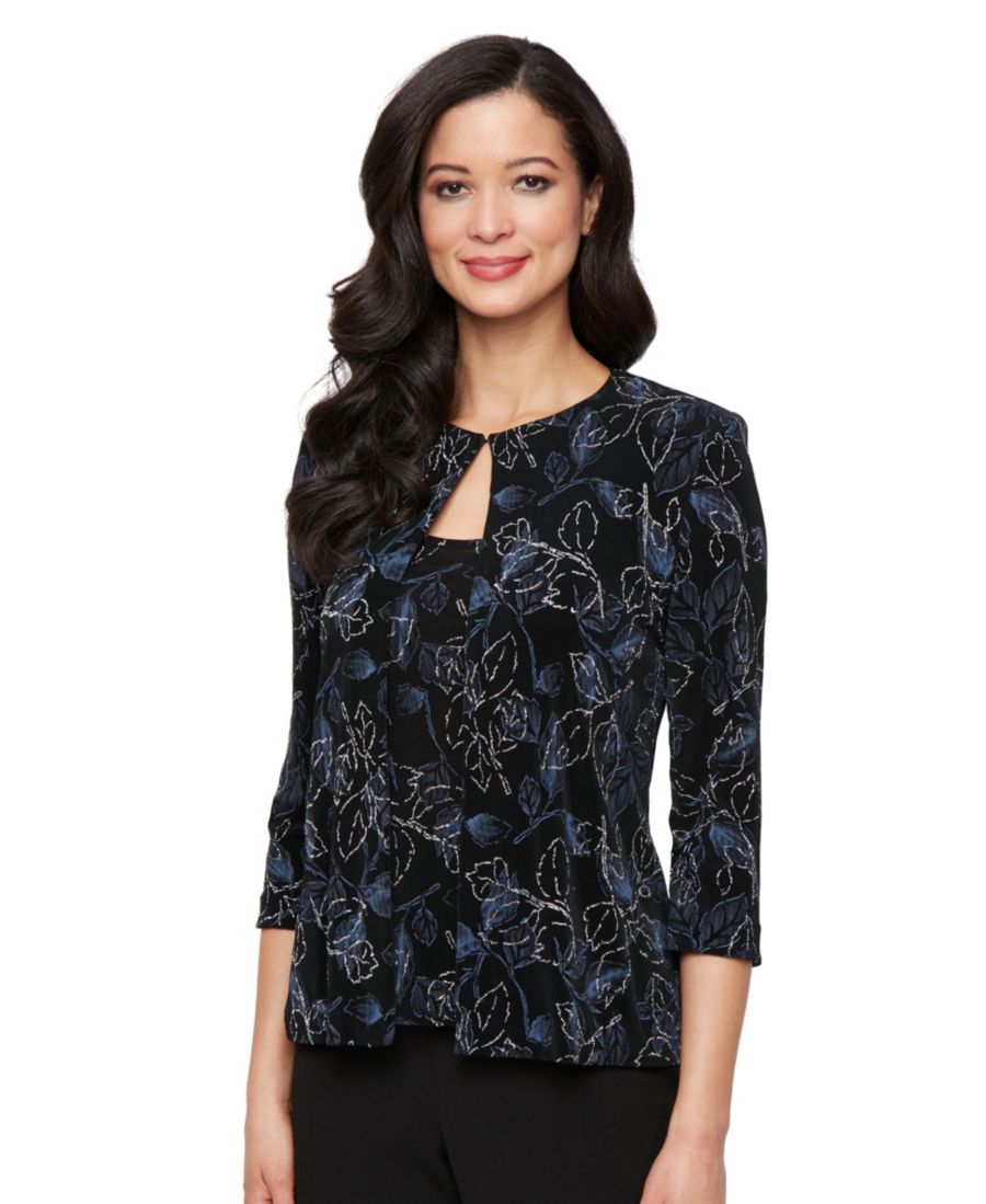 

Женский комплект из топа и жакета с принтом Alex Evenings, Black, Blue