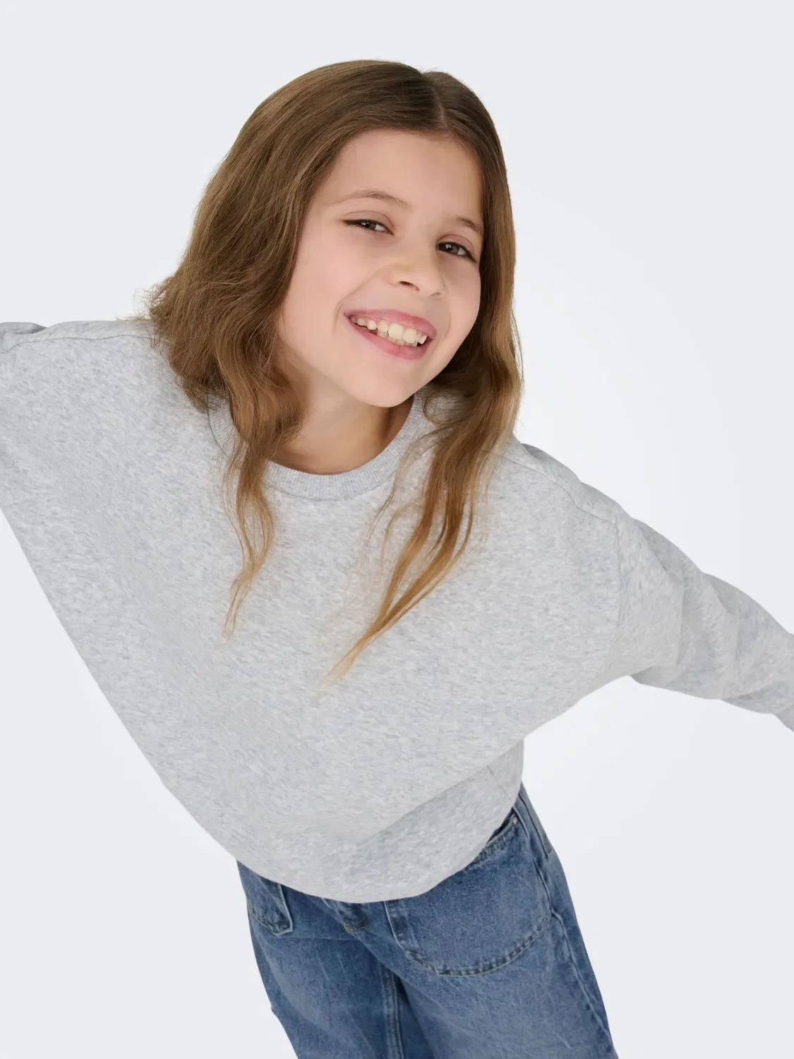Свитшот свободного кроя KIDS ONLY, светло-серый меланж — фото 4