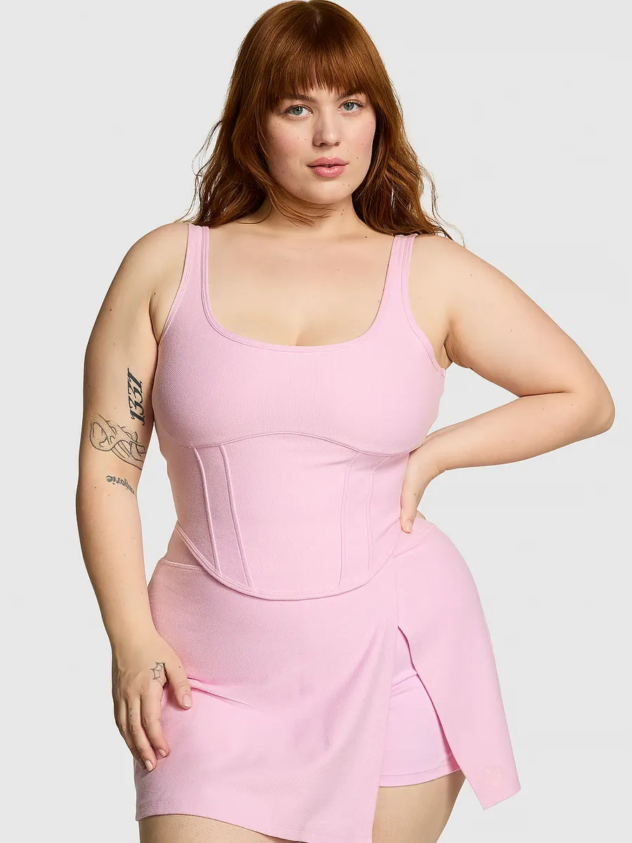 

Корсетный топ из пике с завязками Pink, цвет Spring Orchid