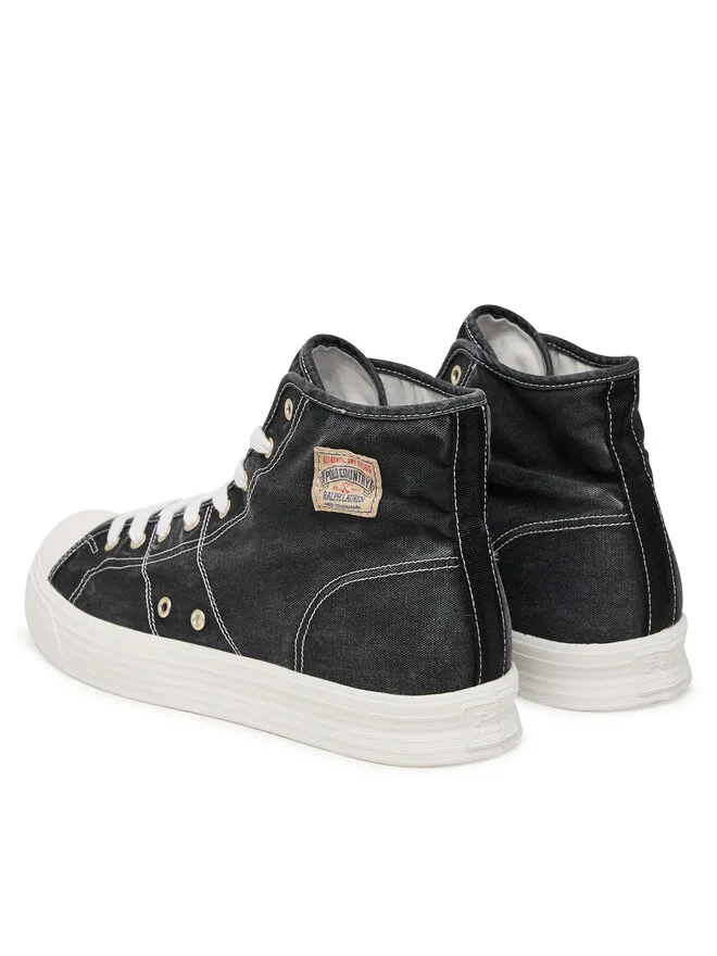 Polo Ralph Lauren Кроссовки Ayers Mid Sk Ltl 809P07628003 из черной ткани — фото 3