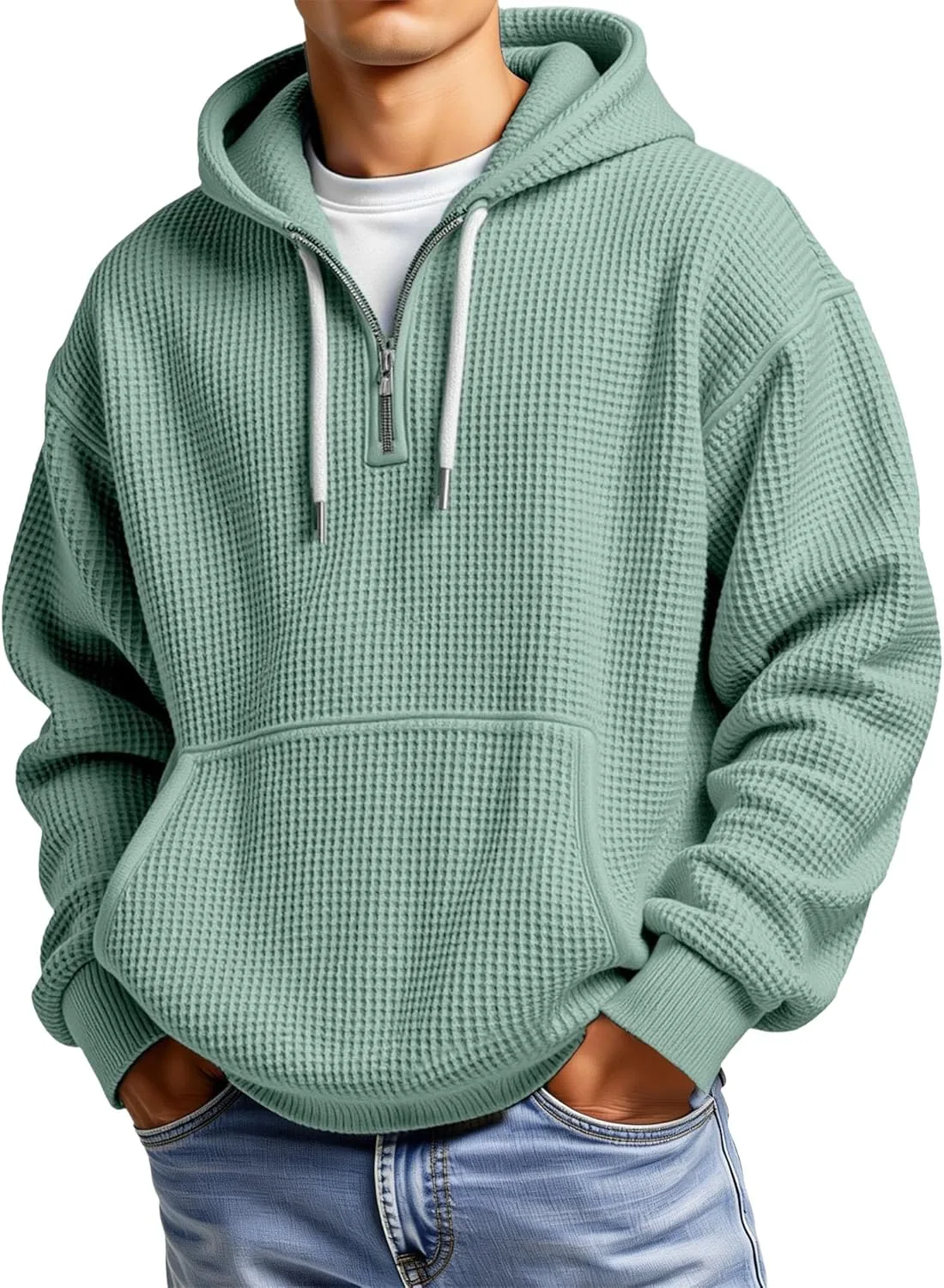 

Мужской худи с капюшоном и молнией на четверть BAKELPSZ