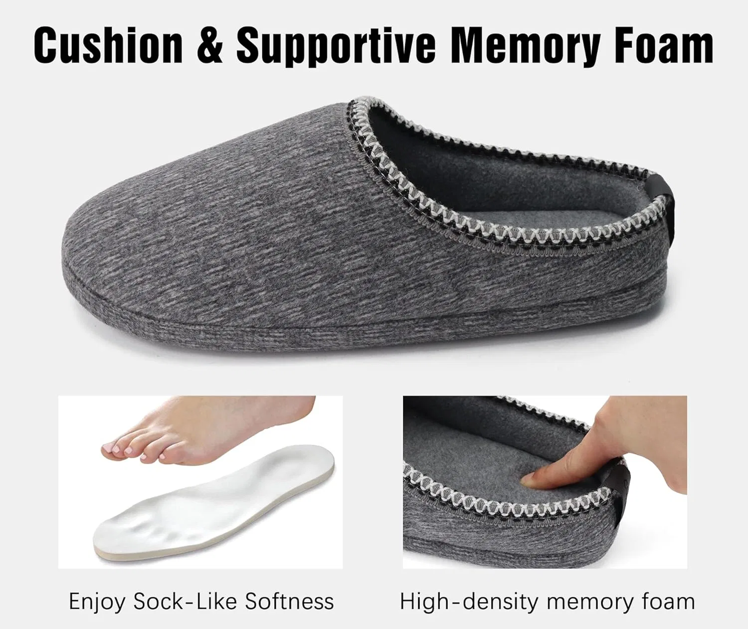 Мужские мягкие тапочки COFACE Cuddly Mules, удобные тапочки из пены с эффектом памяти, мягкие домашние тапочки для мужчин, для дома и улицы, Gray — фото 3