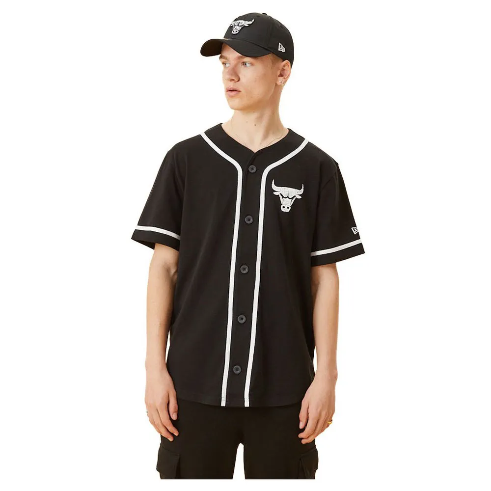 

Футболка с коротким рукавом New Era Distressed Logo Button Up Chicago Bulls, черный