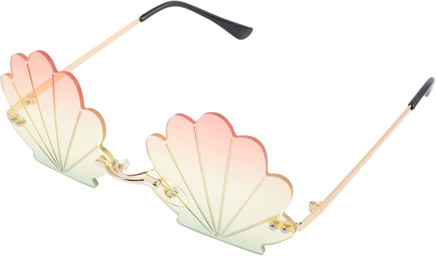 

Солнцезащитные очки Kisangel Seashell, оригинальные безободковые солнцезащитные очки в форме ракушки, забавные очки для вечеринок для девочек и женщин, золотисто-розовые, As Shown