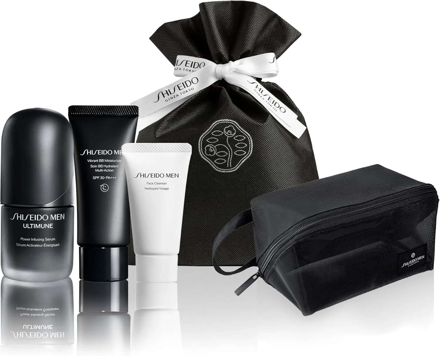 Набор для ухода за кожей Shiseido Men: сыворотка Ultimune 30 мл, BB-крем 40 г, очищающее средство 30 г