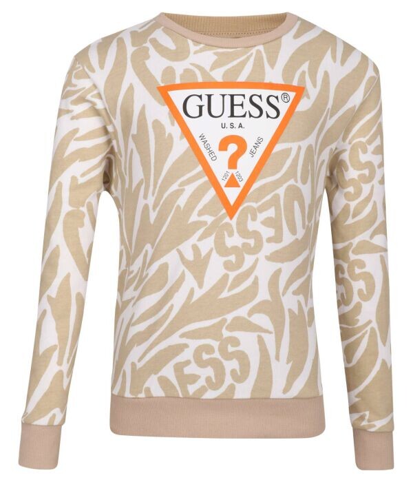 

Толстовка детская Guess с узором и логотипом, бежевый