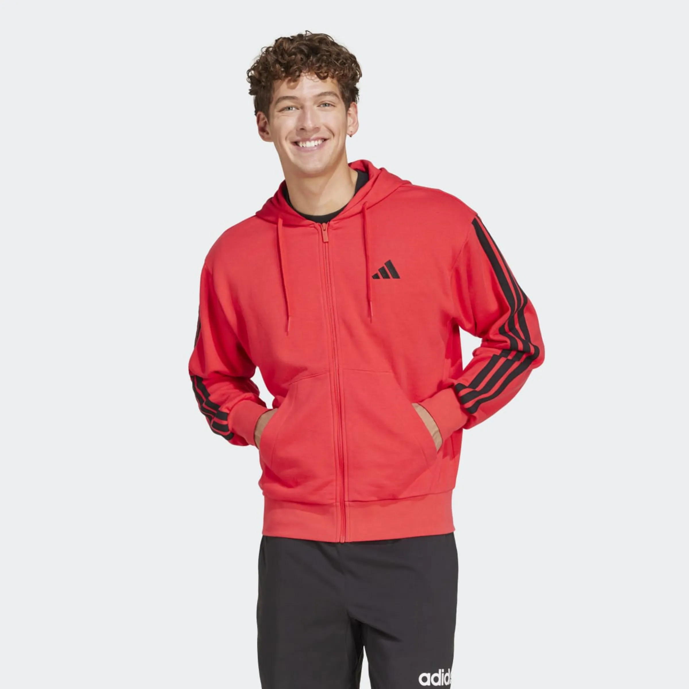 

Мужская толстовка Essentials French Terry с тремя полосками Adidas, красный