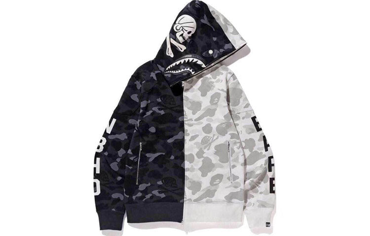 Худи A Bathing Ape x Neighborhood Shark Camo Full Zip Hoodie 'Grey