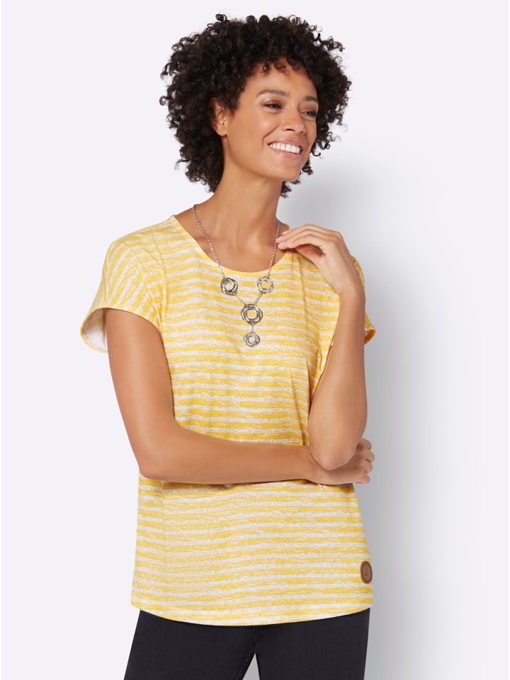 

Рубашка с круглым вырезом в полоску солнечно-желтого и экрю цвета WITT WEIDEN