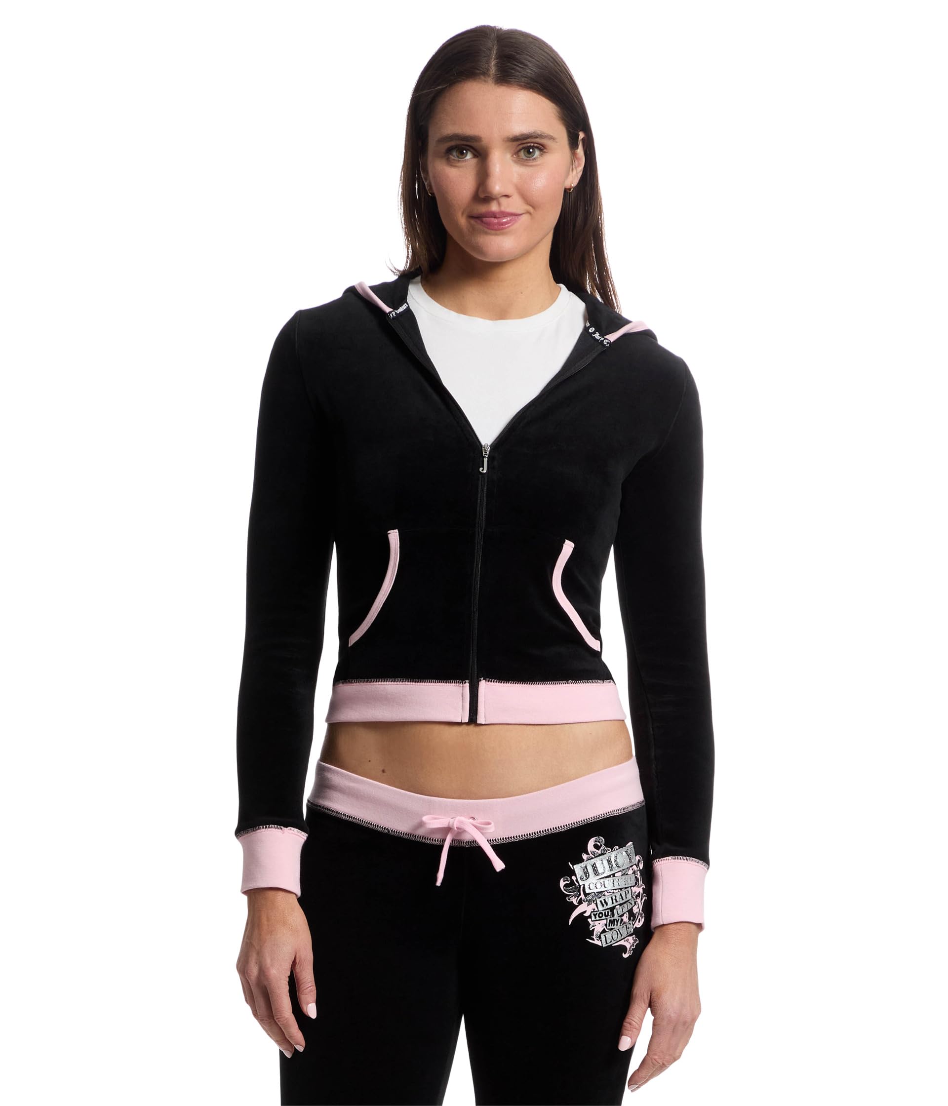 

Куртка Juicy Couture Vday Heritage Track Jacket With Contrast Rib, цвет Liquorice