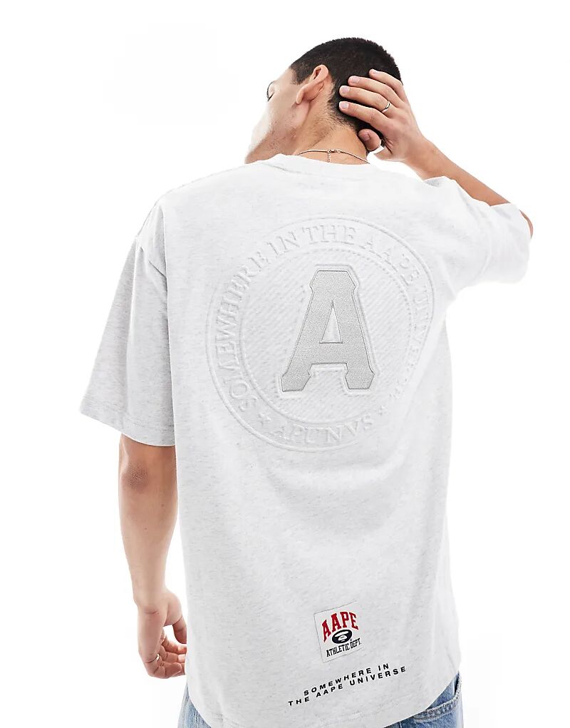 

Футболка с тисненым логотипом Aape by A Bathing Ape серого цвета