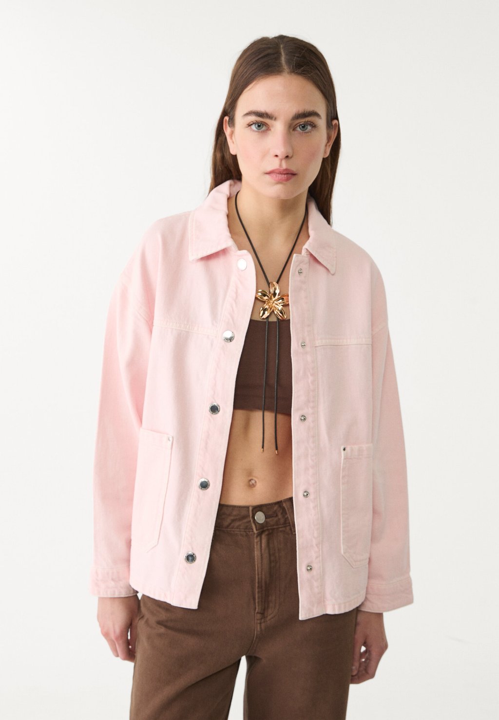 

Джинсовая куртка WITH POCKETS Stradivarius, светло-розовый