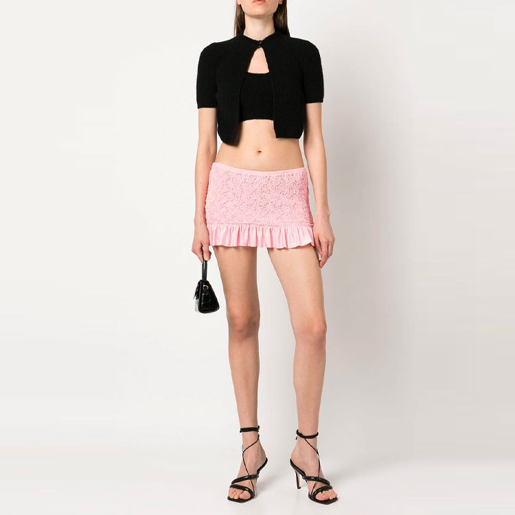 Укороченный вязаный топ с многослойным дизайном Alexander Wang, черный — фото 4