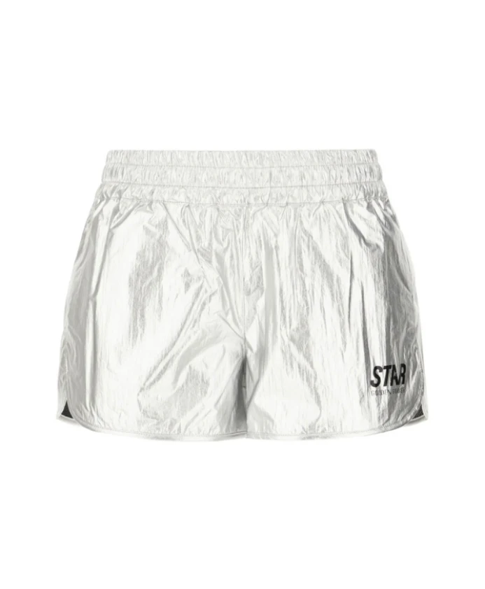 

Металлизированные шорты с закругленным краем Golden Goose, серый