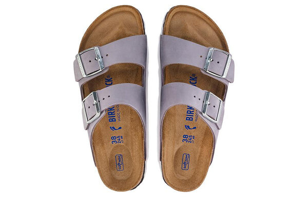 Тапочки arizona soft footbed nubuk leather narrow fit 'purple fog' Birkenstock, фиолетовый — фото 4