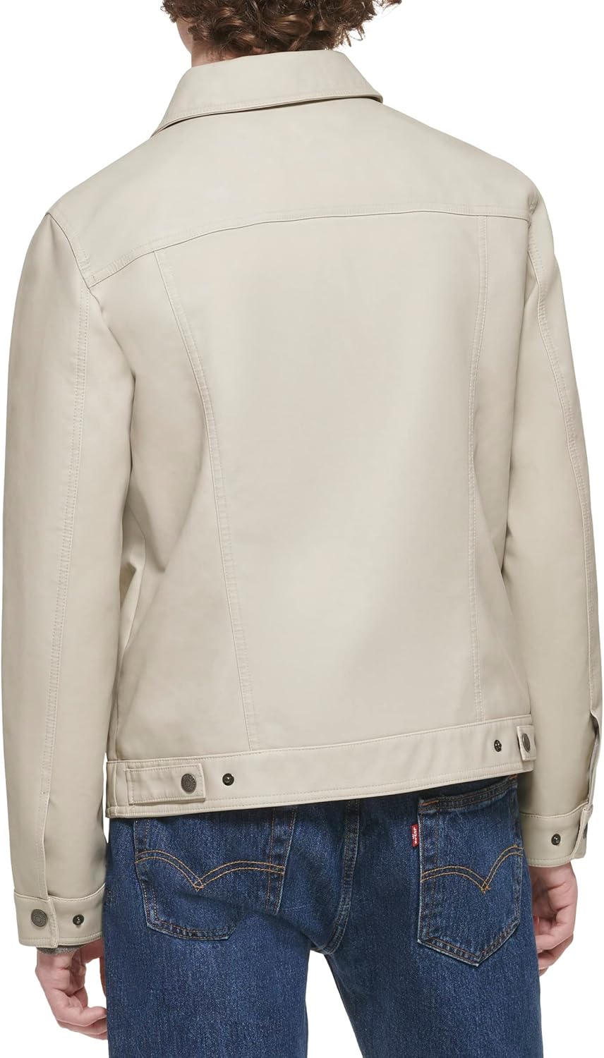 Мужская классическая куртка дальнобойщика Levi's из искусственной кожи, New Oyster — фото 4