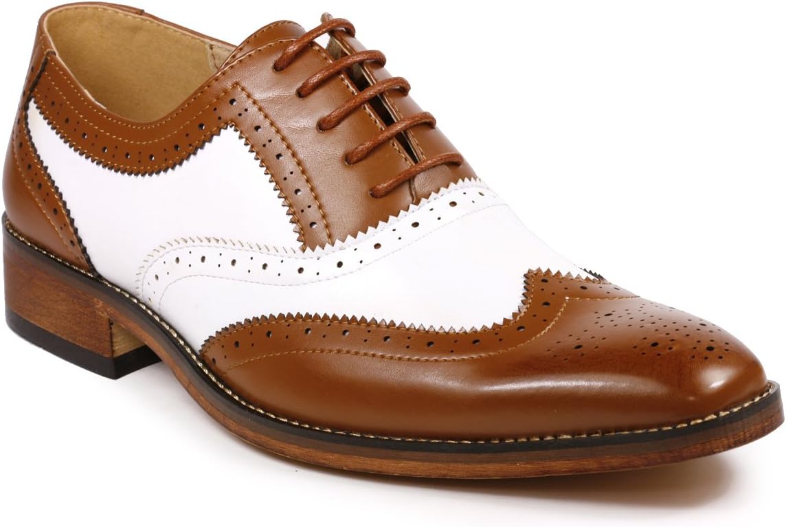 

Мужские двухцветные оксфорды Metrocharm MC118 с перфорированными крыльями и шнуровкой, белый/коричневый/светло-коричневый