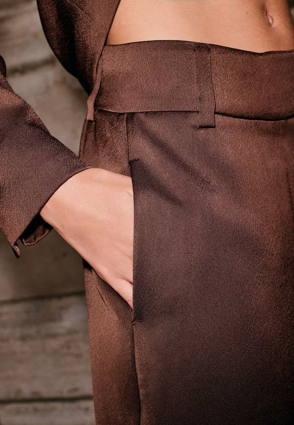 Брюки прямого кроя с эластичной спинкой, широкие Next, Chocolate Brown — фото 3