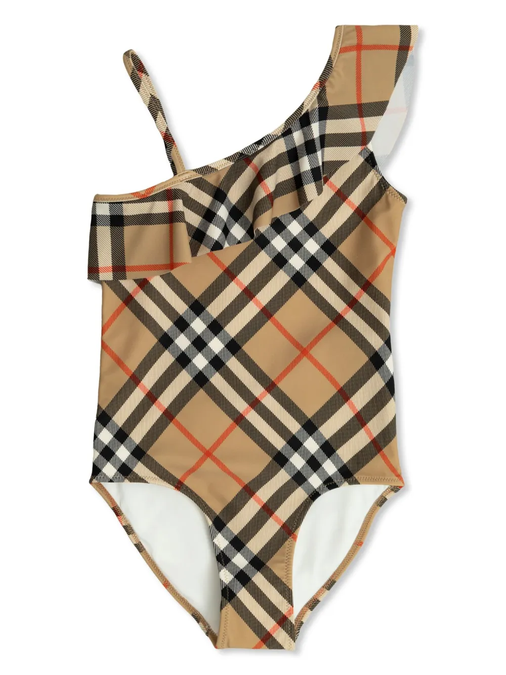 

Слитный купальник в клетку BURBERRY KIDS, нейтральный