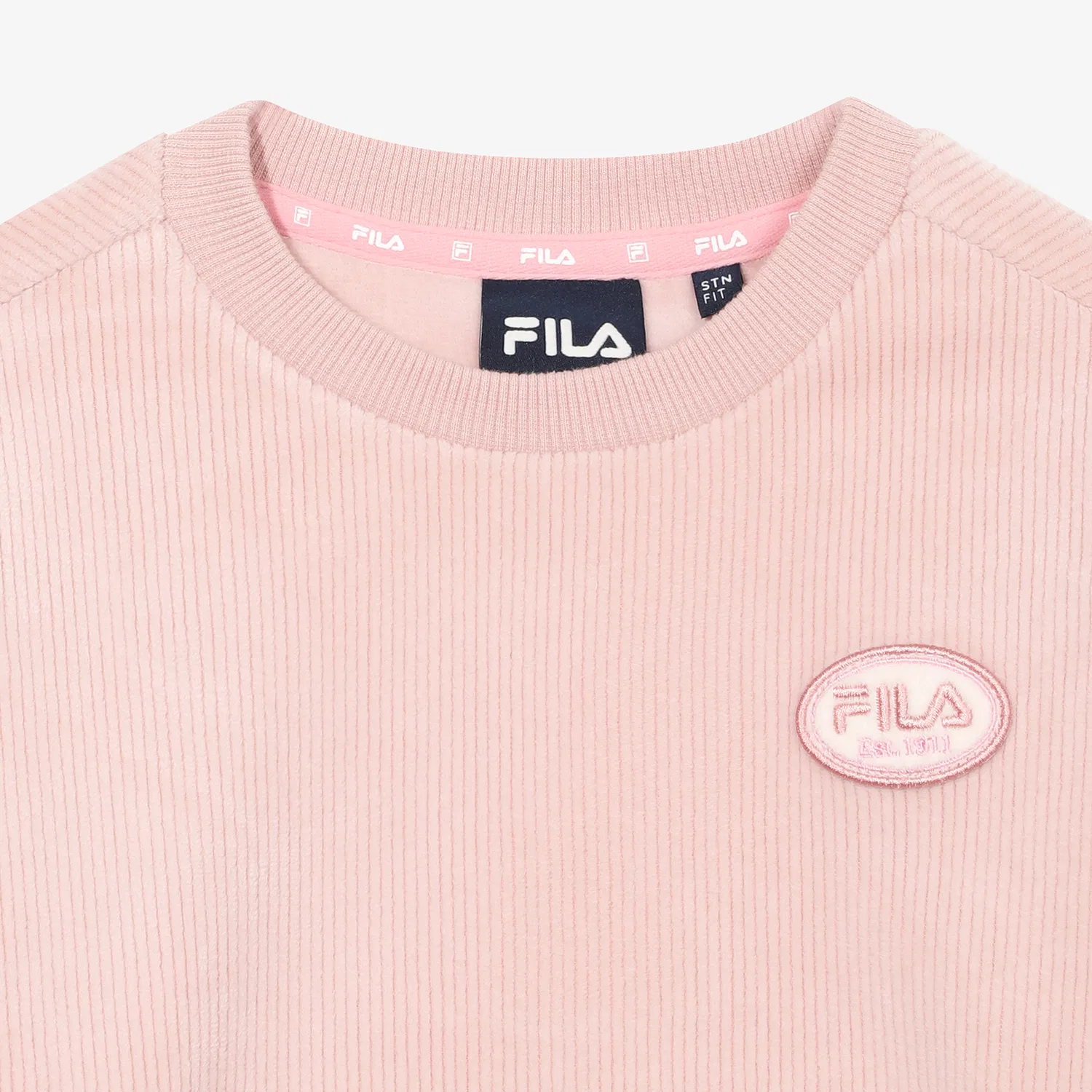 Детский велюровый свитшот в рубчик с начёсом розовый от Fila Kids — фото 4