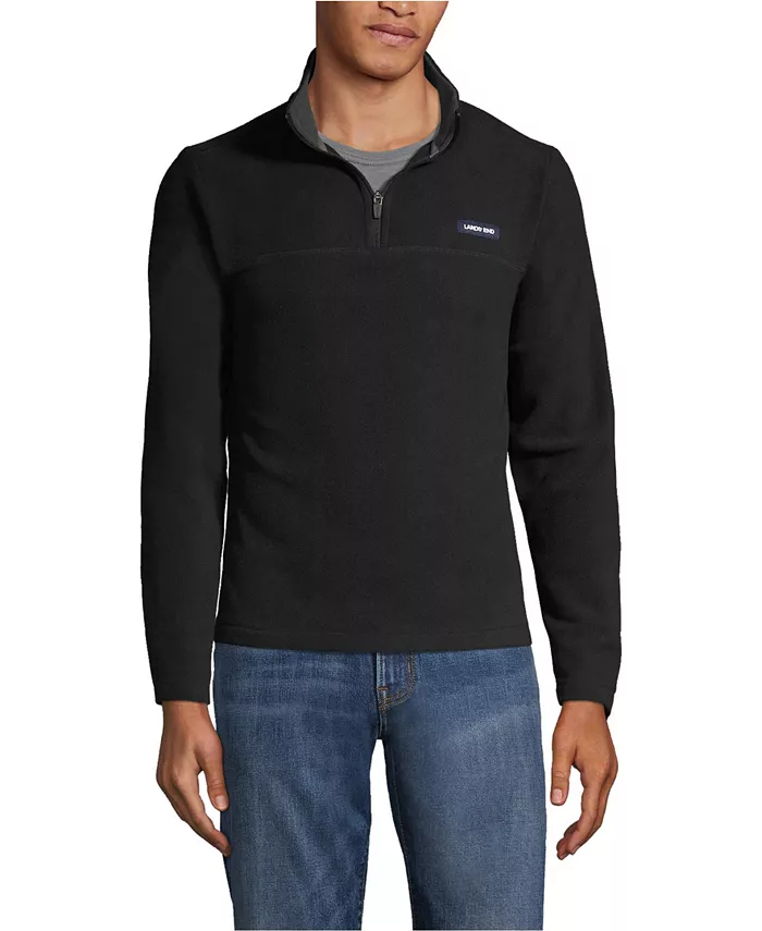 

Большая и высокая флисовая толстовка с молнией на четверть для любой погоды Lands' End, черный