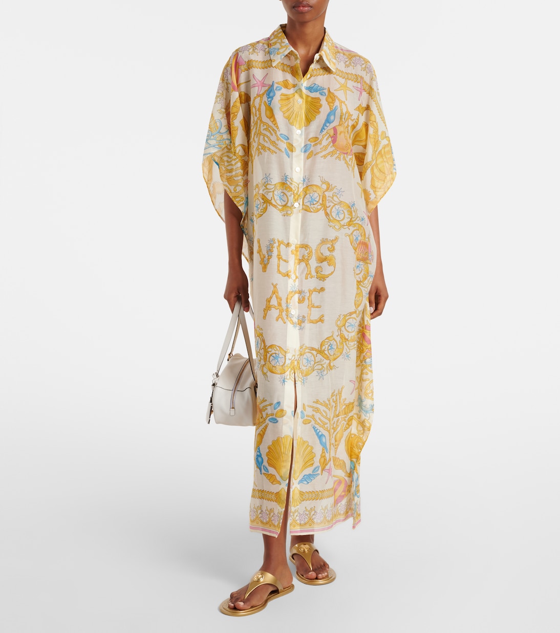 Алия Медуса сандалии-танга, золото-золото Versace, Gold-Versace Gold — фото 3