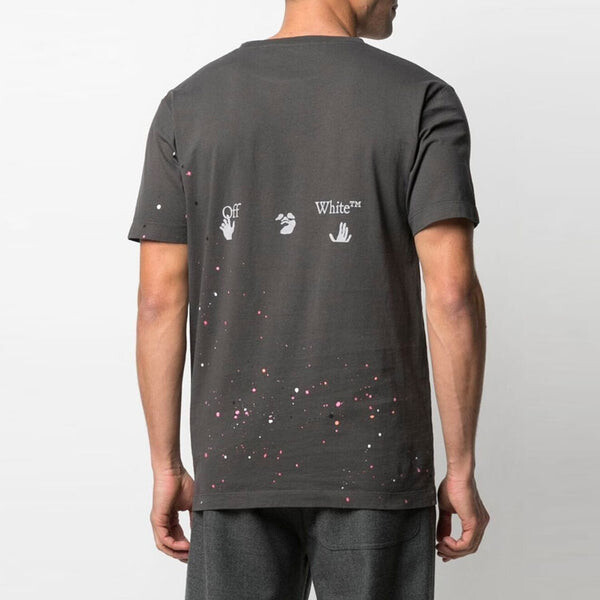 Футболка vintage paint splatter short-sleeve tee 'magnet white' Off-White, серый — фото 3